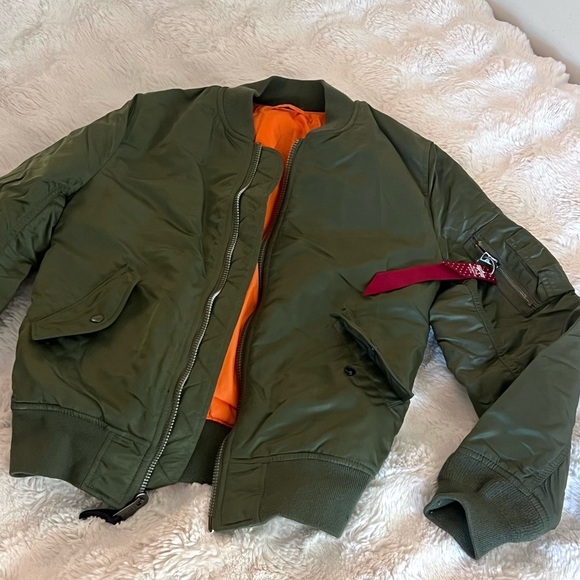 Alpha Industries Sage Bomber Jacket with Bright Orange Interior - Picture 1 of 5